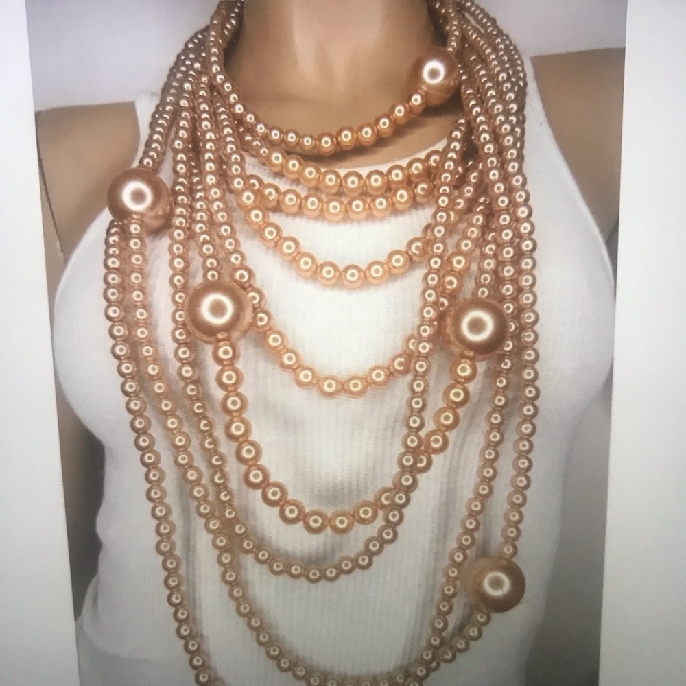 Oscar de la Renta Cream Pearl Necklace Layered Design